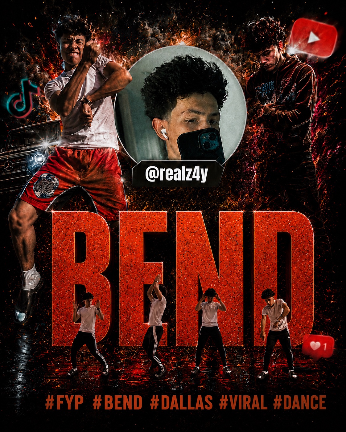 realz4y BEND poster — Isaiah, Dallas dance creator